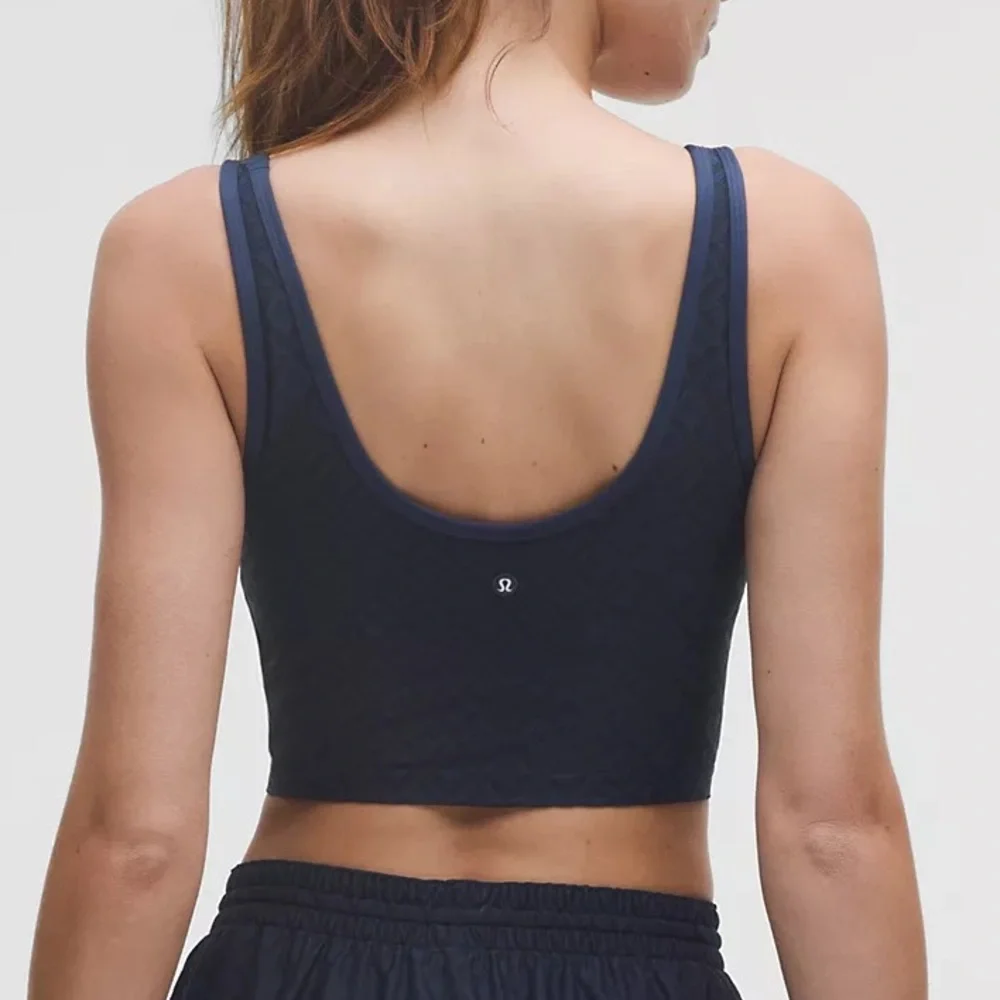 NWT Lululemon Textured Mesh Tennis Tank Top Cropped Women’s XL Club Blue